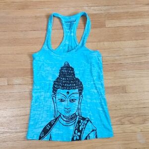 Black and Blue Sleeveless Graphic Tank Top
